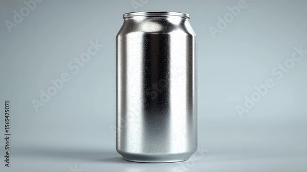 Fototapeta Sleek aluminum soda can mockup template on a soft gradient background