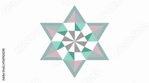 Fototapeta Geometric starburst mandala with pastel colors and sharp edges