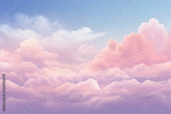 Fototapeta Soft pastel clouds create a tranquil sky scene
