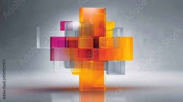 Fototapeta Abstract composition with translucent cubes creating a modern design concept