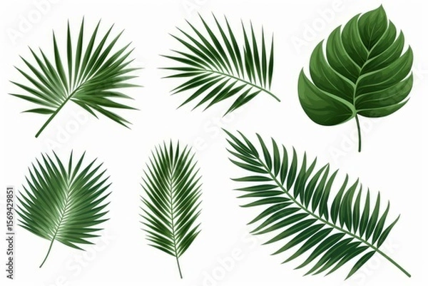 Fototapeta Diverse tropical leaves showcasing unique shapes and textures