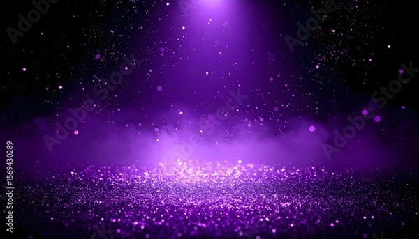 Obraz Purple Glitter Background Fine Purple Sparkle Dust Floating Dark Gradient Backdrop image