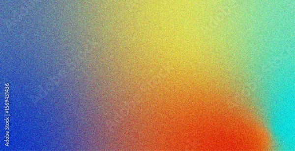 Obraz Colorful abstract gradient background with a grainy texture blending blue, yellow, orange, and red tones. Ideal for creative posters, digital projects, UI design, and modern visual compositions.

