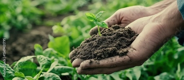 Fototapeta Protecting our Planet, One Seed at a Time: A Farmer's Hands Cradle New Life