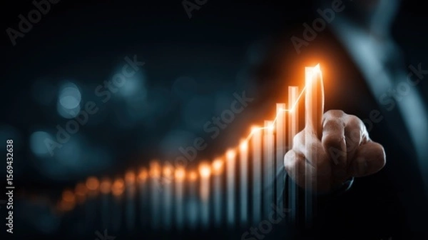 Fototapeta Augmented Financial Growth Visualization with Hand Interacting Bar Graph