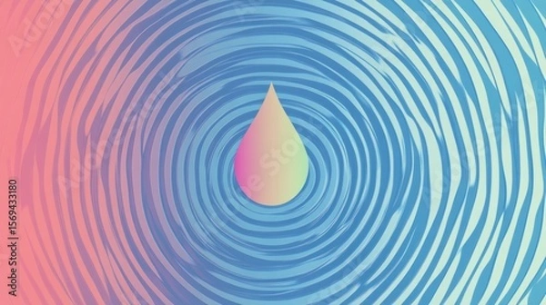 Fototapeta Serene Ripple: A Digital Artwork of a Pastel Droplet on Water