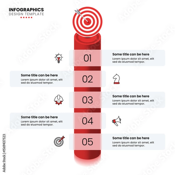 Obraz Infographic template. Dartboard with column and 5 steps