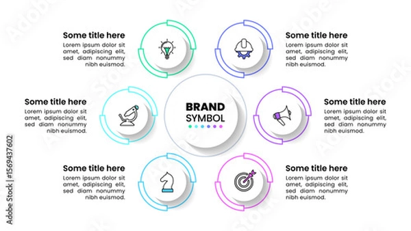 Obraz Infographic template. Circle with 6 icons and text