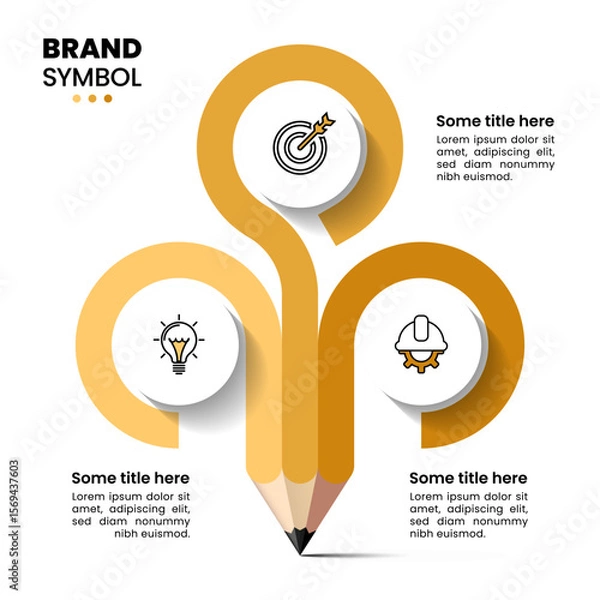 Obraz Infographic template. Pencil with 3 circles and icons