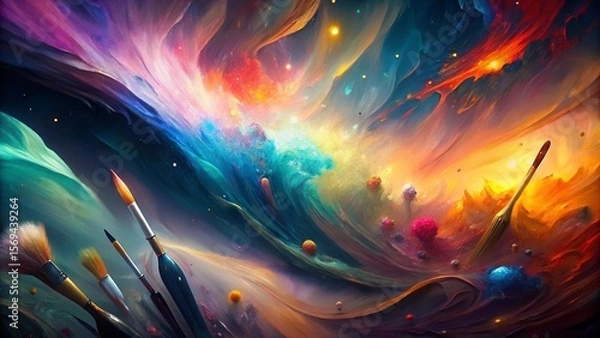 Fototapeta Abstract colorful vibrant paint brush strokes art background. Broad brushes, use of palette knife, dynamic, expressive, artistic, painterly pattern texture wallpaper backdrop
