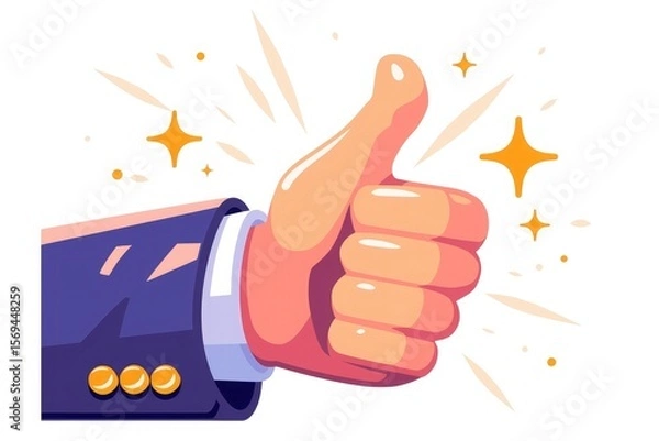 Fototapeta A cartoon hand with a thumbs-up gesture