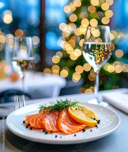 Obraz gravlax de saumon sur assiette festive