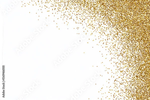 Fototapeta Black object on white, gold glitter confetti background