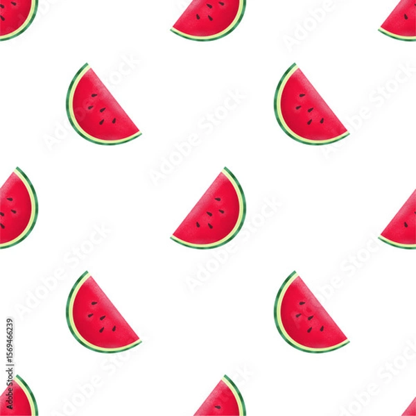 Obraz Cute watermelon fruits pattern background vector design