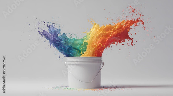 Fototapeta Vibrant Color Liquid Splash in Mid-air from Bucket
