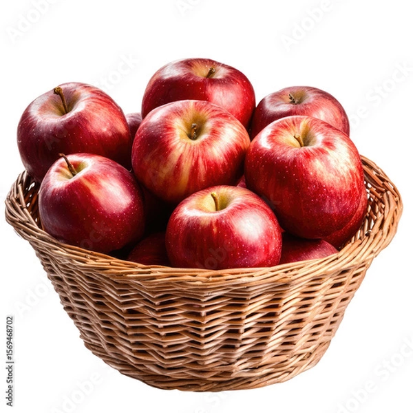 Fototapeta Red apples in a wicker basket