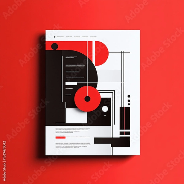 Fototapeta Geometric Red and Black Composition Poster for experiment Lab made with generative AI