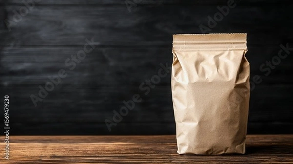 Fototapeta Eco-Friendly Compostable Packaging for Pet Products on Wooden Table Background