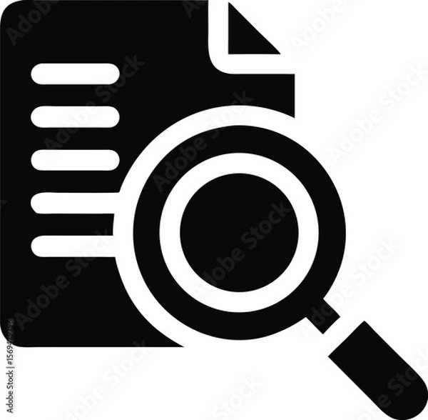 Obraz Document and magnifying glass icon
