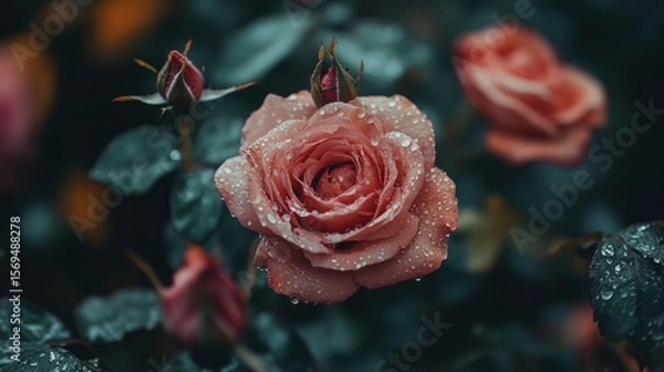 Obraz A Dew-Kissed Rose in the Garden