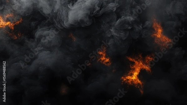 Obraz Fiery Inferno: A Dark and Dramatic Smoke and Fire Abstract
