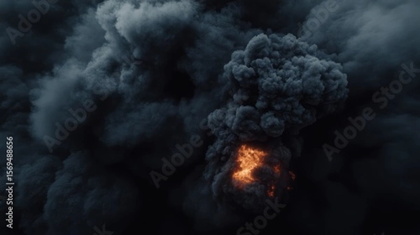 Obraz Apocalyptic Inferno: A Dark and Dramatic Visual of a Massive Fire and Smoke Plume