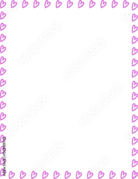 Obraz Hand-Drawn Decorative Heart Border – Vector Frame