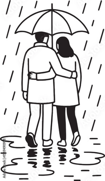 Fototapeta couple kissing under umbrella