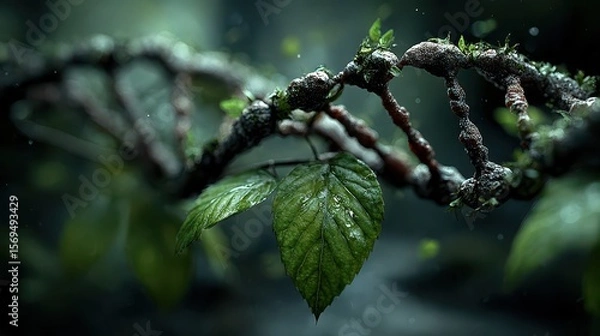 Fototapeta Exploring genetic nature dna leaves in a lush environment