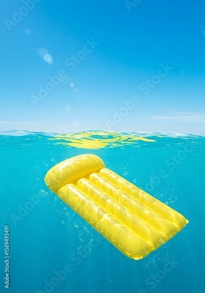 Obraz Yellow Float on Blue Ocean with Clean Summer Sale Theme 