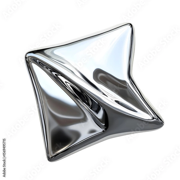Fototapeta Abstract 3D shapes of liquid metal. Flowing, glossy forms on transparent background. Ideal for modern UI, luxury design, tech visuals, and futuristic concepts.