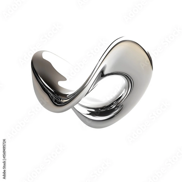 Fototapeta Abstract 3D shapes of liquid metal. Flowing, glossy forms on transparent background. Ideal for modern UI, luxury design, tech visuals, and futuristic concepts.
