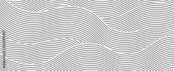 Fototapeta Abstract background with wavy blue lines on a white background. The blue lines create a flowing, textured pattern on the white surface. Minimal abstract gradient wavy line vector background