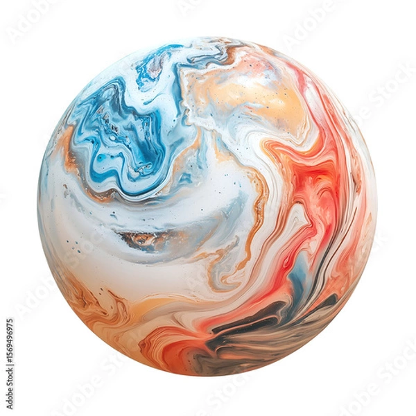 Fototapeta Set of colorful marble planets on transparent background. Artistic cosmic spheres with vibrant textures and surreal designs, perfect for digital art, futuristic projects, and abstract themes.