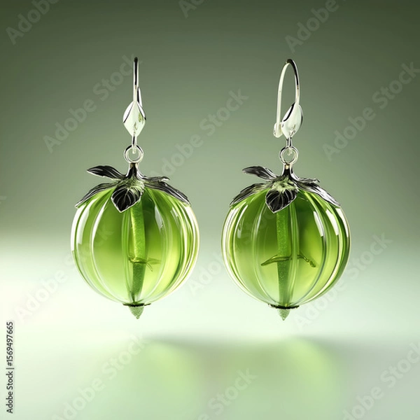Fototapeta Luxury jewelry set with berries replacing traditional gems. Golden and silver rings, earrings, and pendants with realistic berries & fruit details, isolated on a neutral background.
