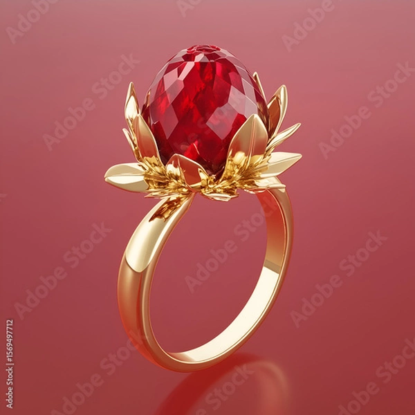 Fototapeta Luxury jewelry set with berries replacing traditional gems. Golden and silver rings, earrings, and pendants with realistic berries & fruit details, isolated on a neutral background.