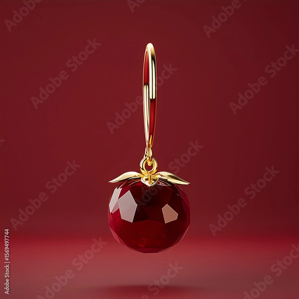 Fototapeta Luxury jewelry set with berries replacing traditional gems. Golden and silver rings, earrings, and pendants with realistic berries & fruit details, isolated on a neutral background.
