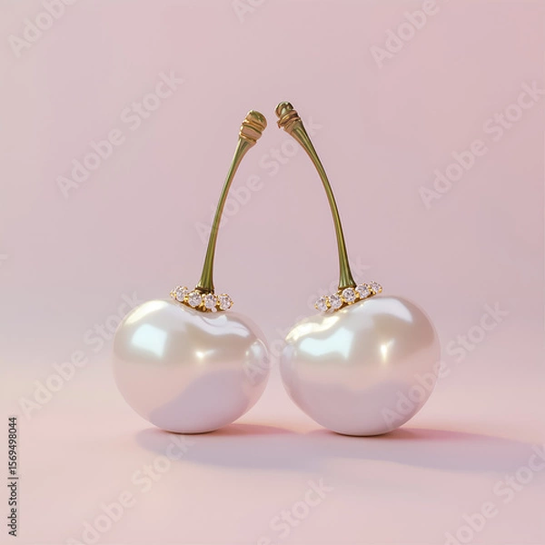 Fototapeta Luxury jewelry set with berries replacing traditional gems. Golden and silver rings, earrings, and pendants with realistic berries & fruit details, isolated on a neutral background.