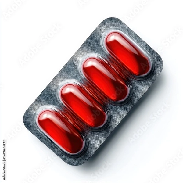 Fototapeta Removed pills from blister pack isolated background health concept studio setting