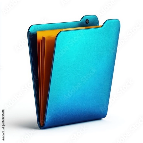 Fototapeta Professional blue document folder on clean white background for workspace organization