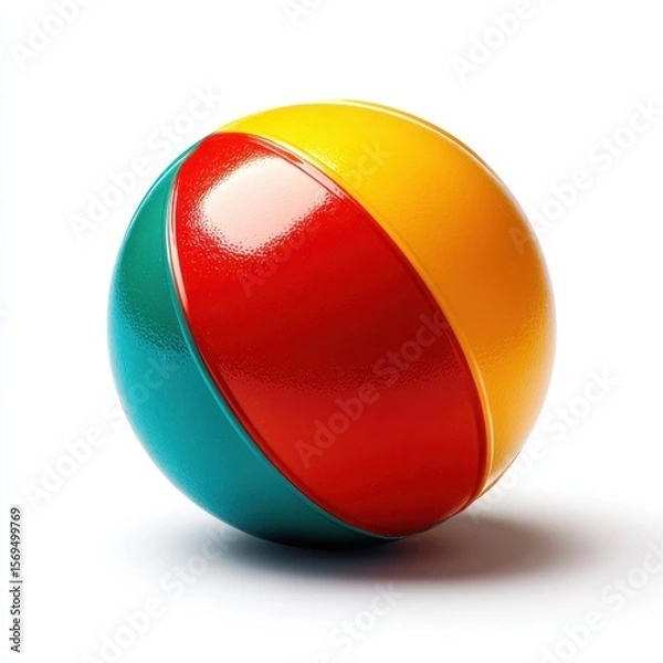 Fototapeta Brightly colored ball toy for kids - fun playful environment on white background