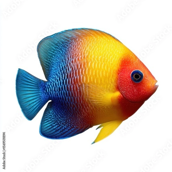 Fototapeta Colorful tropical fish swimming in clear waters underwater scene marine life isolated view