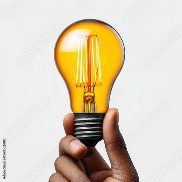 Fototapeta Vintage light bulb in studio illuminating innovation through conceptual photography