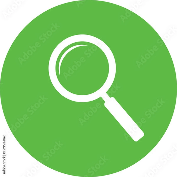 Fototapeta White magnifying glass on a green circular background search find