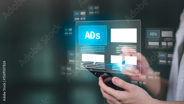 Fototapeta Online marketing and advertising concepts ,planning advertising marketing strategies concept ,advertisers ,improve sales with online advertising ,online marketing strategy ,ad ,audience targeting