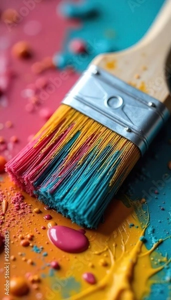 Obraz Vibrant Paintbrush Bristles Close-Up Ready for DIY Home Improvement Projects