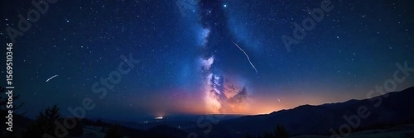 Obraz Breathtaking Night Sky Spectacle Shooting Stars Streaking Across a Star-Studded Expanse
