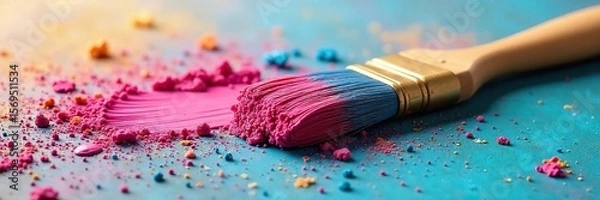 Obraz Whimsical Paintbrush with Vibrant Textured Paint Perfect for DIY Home Decor and Artistic Design Projects