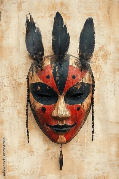 Fototapeta a ceremonial tribal mask carved from dark wood