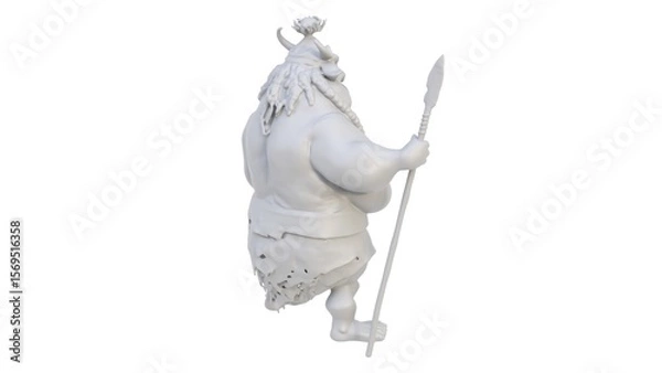 Fototapeta 3D render of a female Viking character figurine on a light background. 3D render.